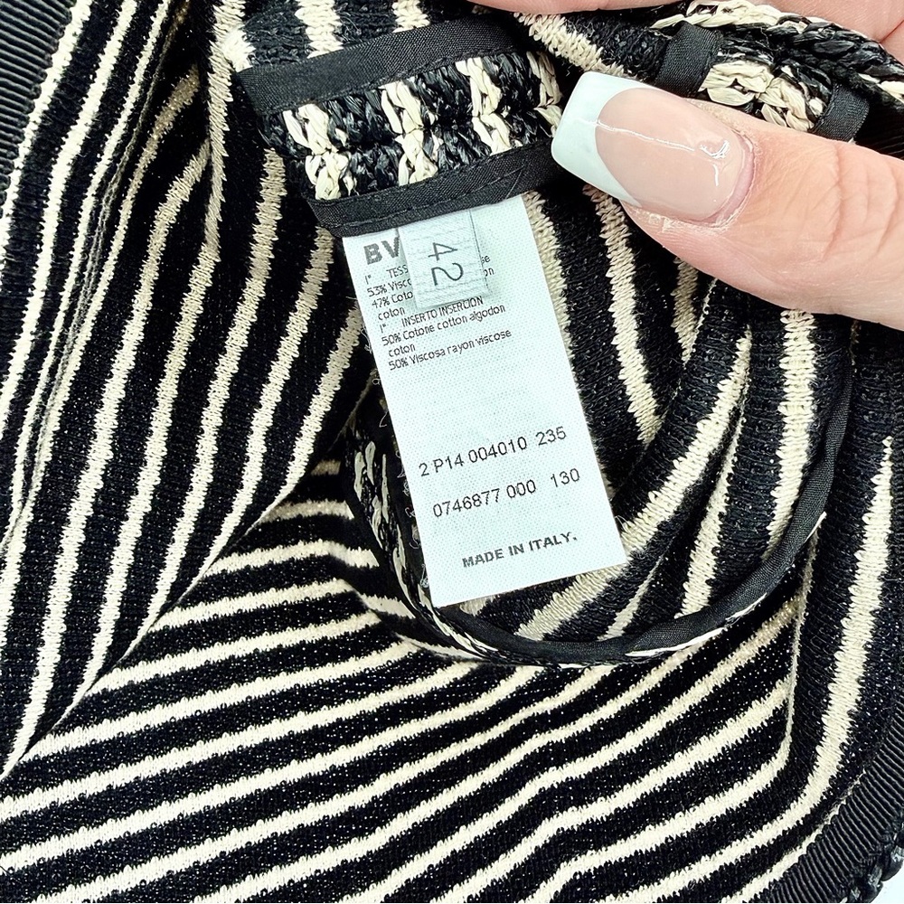 LES COPAINS Striped Raffia Woven Pencil Skirt Made In Italy 42 - Picture 6 of 10